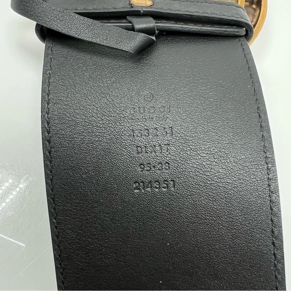 Gucci GG Faux Pearl Accent Black Wide Belt Size 95 - 38 - Picture 5 of 8